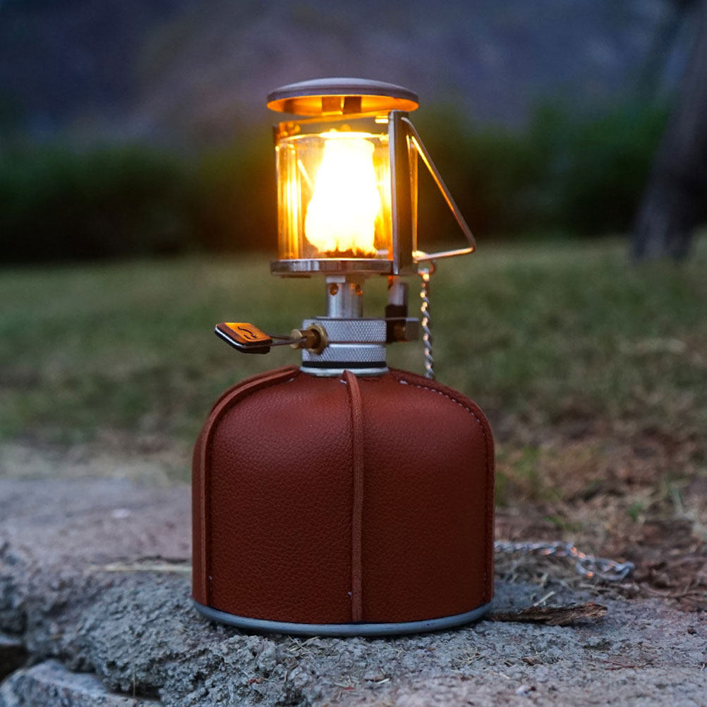Camping Cooking Materials - 1 Stück Gaskartuschen-Schutzhülle aus Braunem PU-Material,