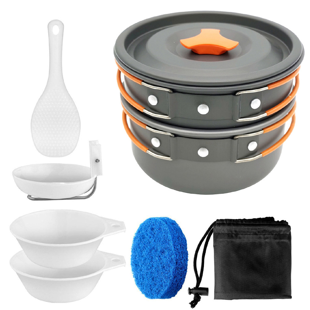 Camping Cooking Materials - 1 Set Outdoor-Kochset, tragbares Camping-Kochgeschirr für